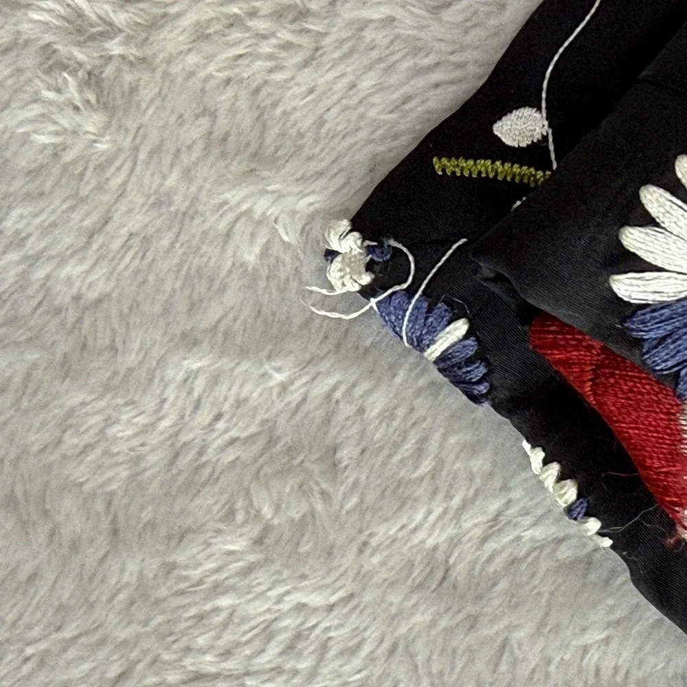 Trelise Cooper Dress 6 Black Silk Embroidered Floral Boston Tee Party‎ READ